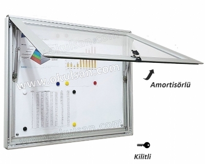 Duyuru panosu 105 x 120 cm amortisrl sistem kapakl ilan panolar imalat 15 A4 lk