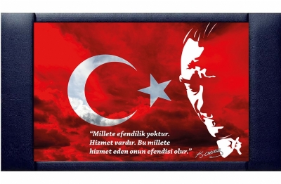 Makam Panosu Atatürk Resmi Deri Çerçeveli 85x140 cm