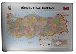 Trkiye Siyas Haritas Alm.ereveli 70x100 eitleri