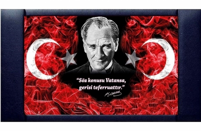 Atatürk Tablosu Derili Makam Arkalığı 70x110 cm