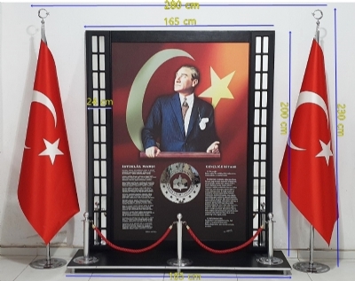 Aynalı Atatürk köşesi Yeni tasarım 185x200 cm büyük boy model set halinde okul giriş Atatürk köşesi modeli