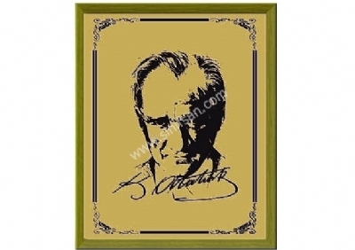 Atatürk Resmi Sarı Kaplama Çerçeveli Fiyatı 50x70 cm