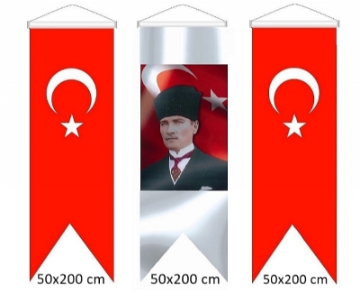 kırlangıç atatürk posteri türk bayraklı  50 x 200 cm 88 nolu
