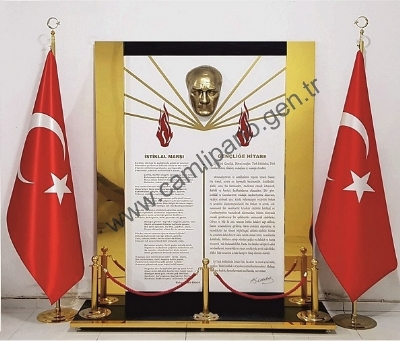Atatürk köşesi örnekleri sarı kaplamalı model 185 x 200 cm bariyerli model satışı