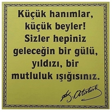 Atatürk büstü yazısı pirinç görünümlü 40x40 cm Atatürk veciz sözü